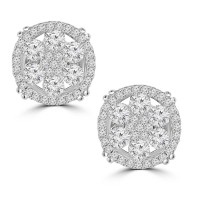 2.10 ct Round Cut Cubic Zirconia Stud Earrings in Screw Back